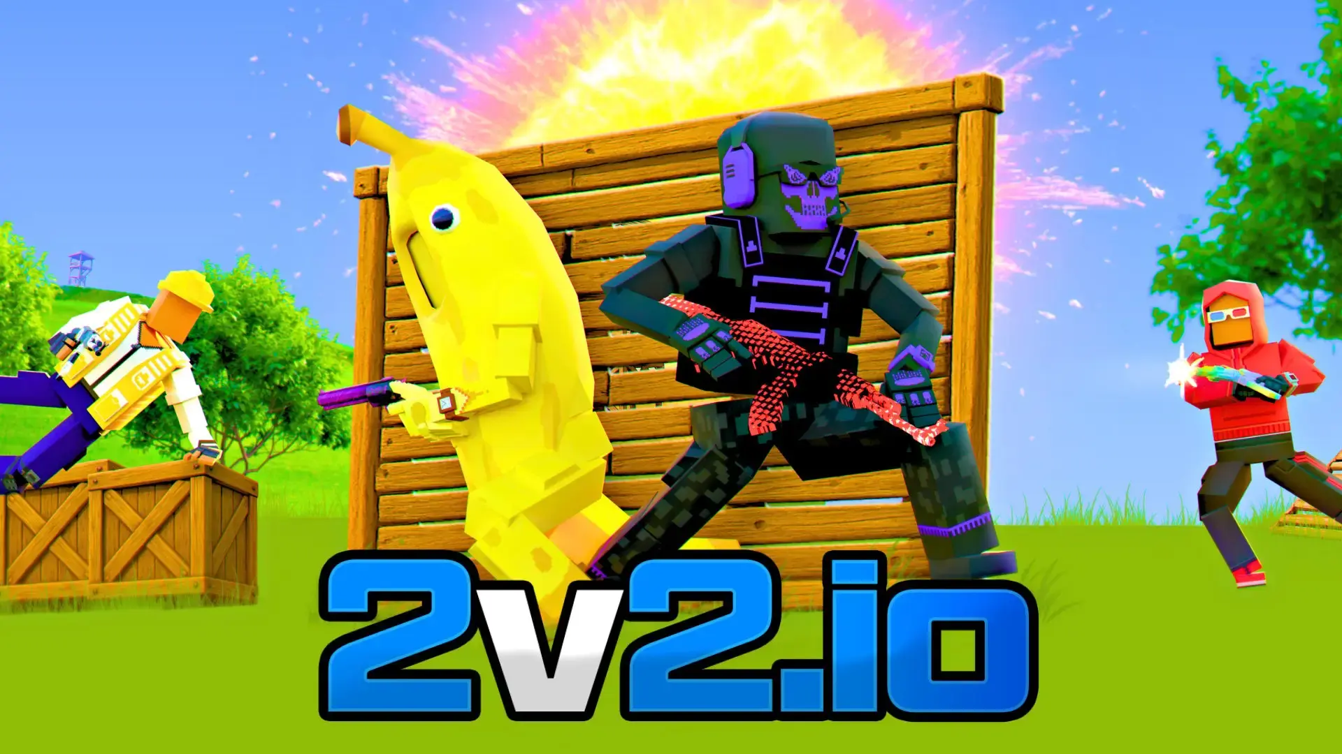 2v2.io - 组队吃鸡！2v2在线建造射击大逃杀，极致团队策略与快节奏PvP对决等你来战！ 游戏