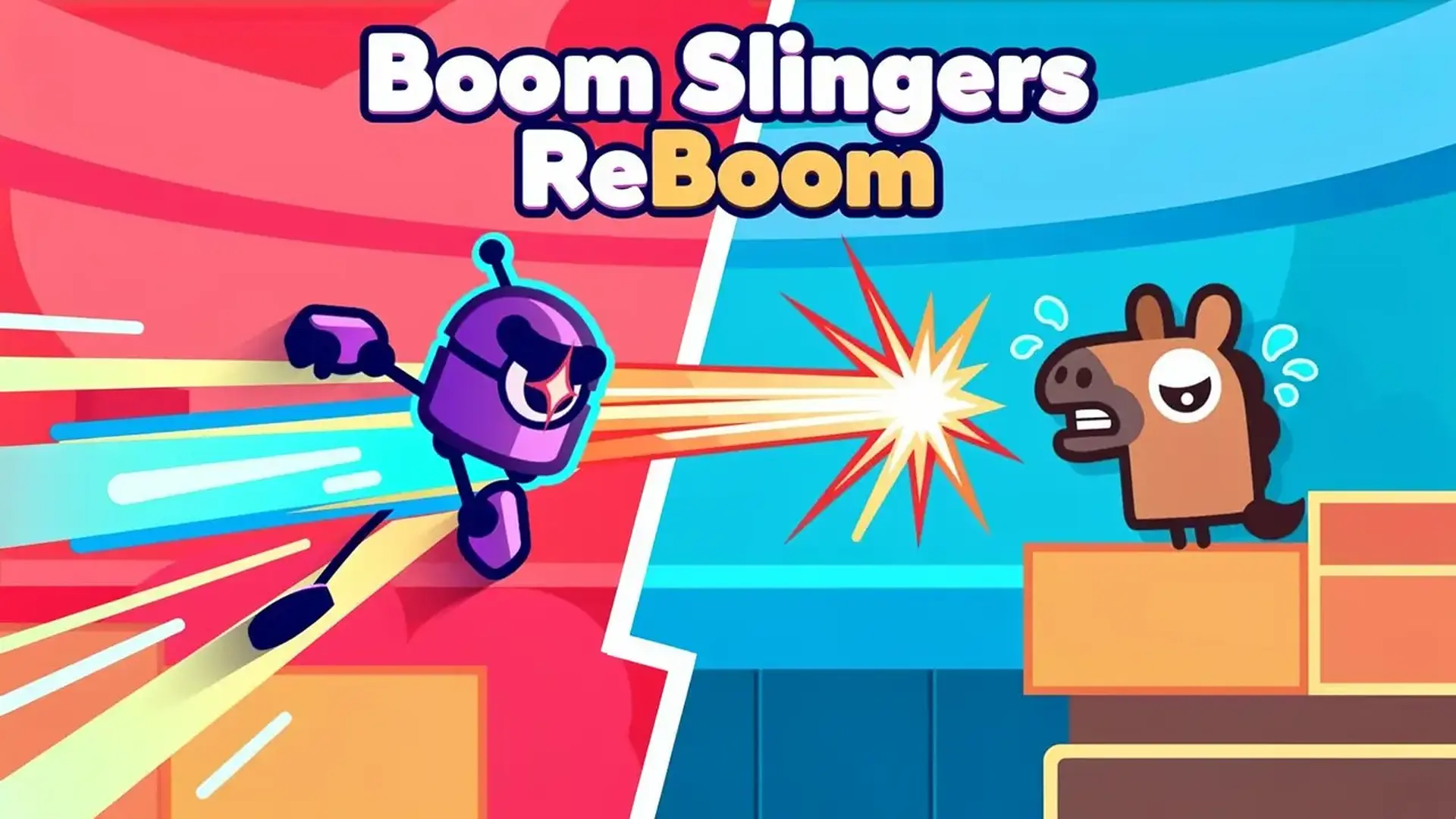 Boom Slingers ReBoom - 1v1対戦型物理演算シューティング！戦略カードと精密なトリックショットでライバルを撃破せよ。 ゲーム