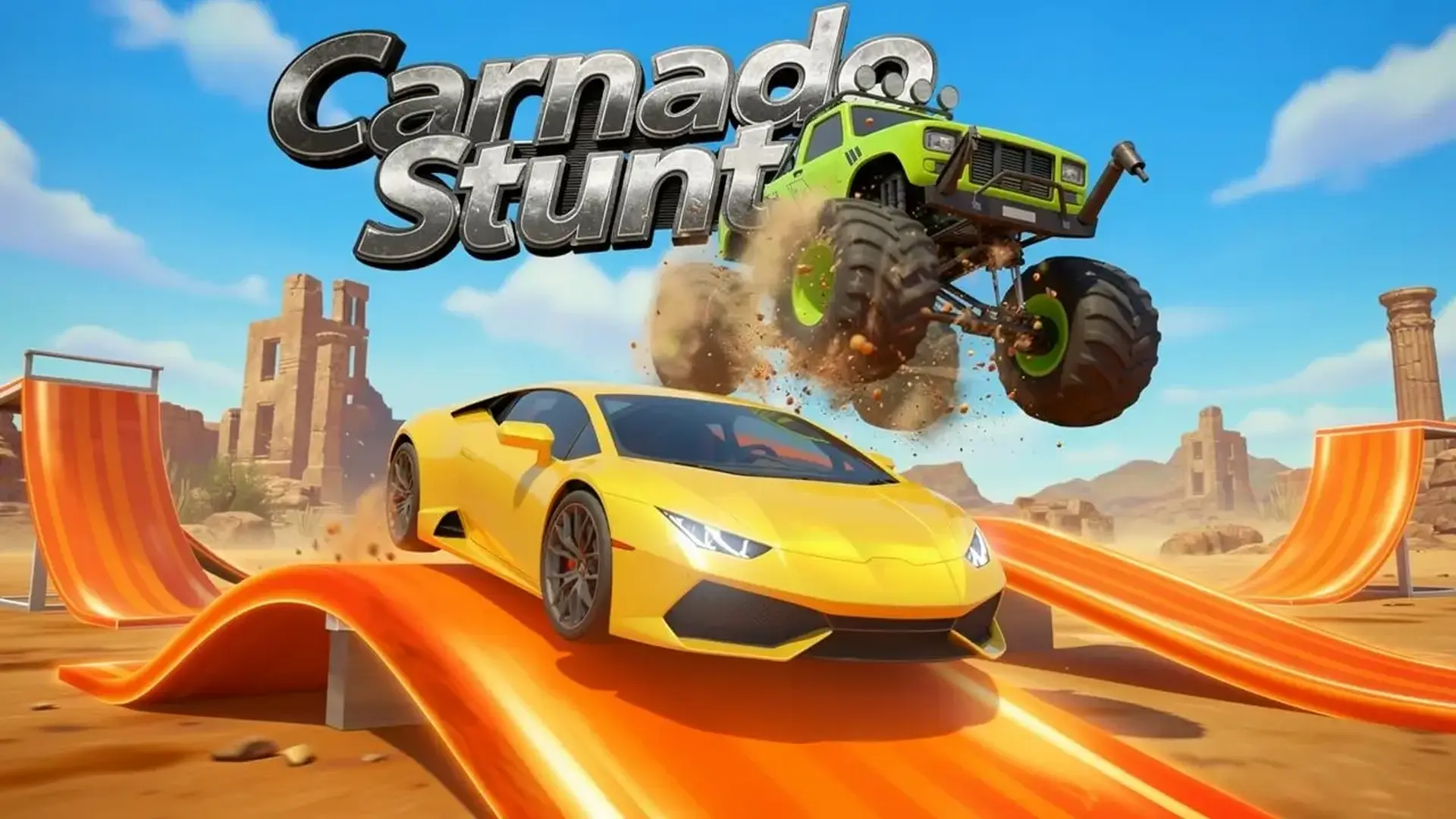 Carnado Stunt Car - 3Dオープンワールドを爆走！物理演算ドリフトと隠された屋上ルートを制覇する、興奮度MAXのカースタント・アクション。 ゲーム