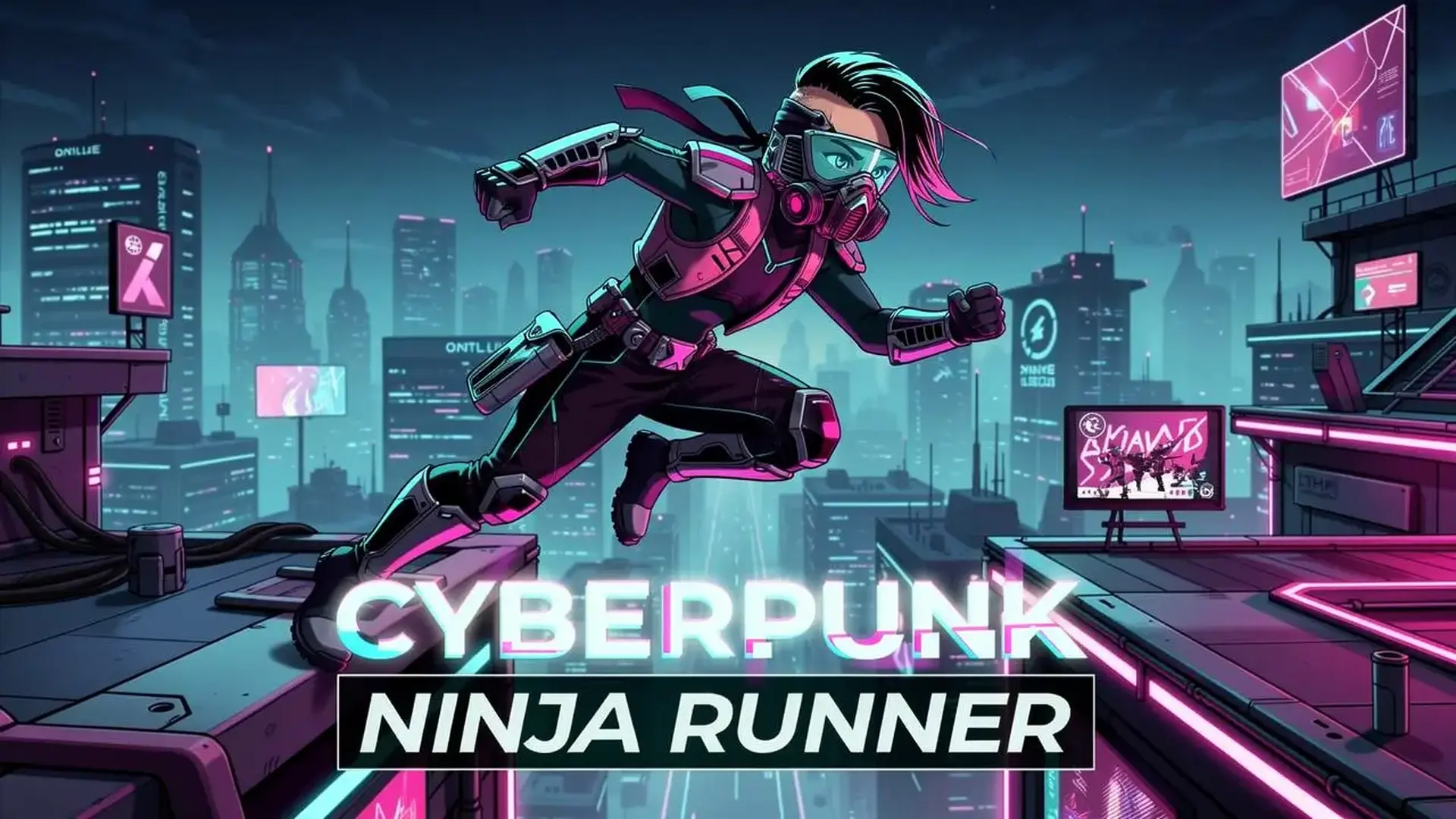 Cyberpunk Ninja Runner - Parkour neón en primera juego