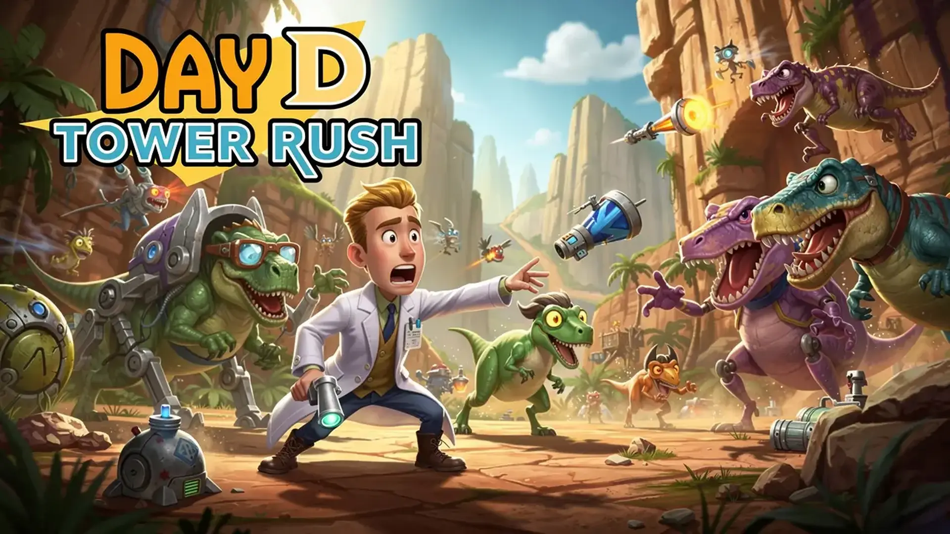 Day D Tower Rush - Defesa Torres Jurássica Proteja jogo