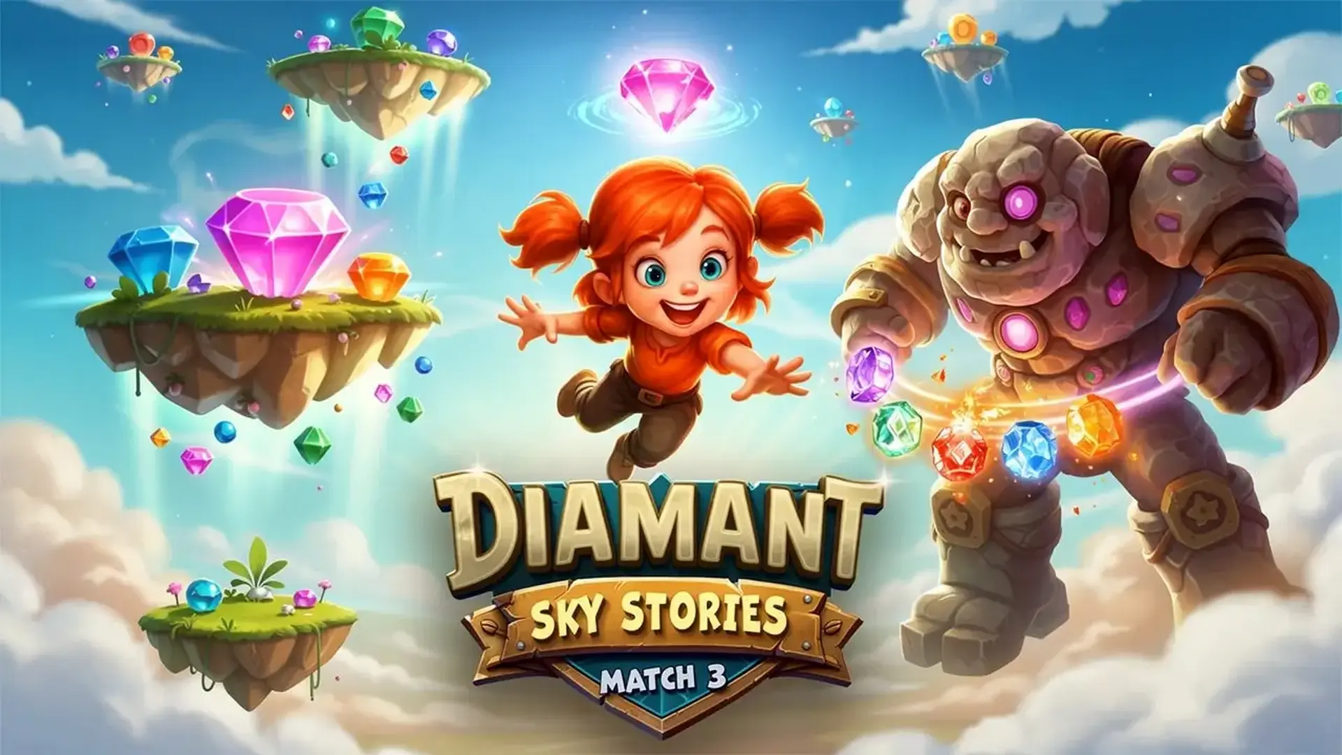 Diamant: Sky Stories Match 3 - Match 3 Estratégico jogo