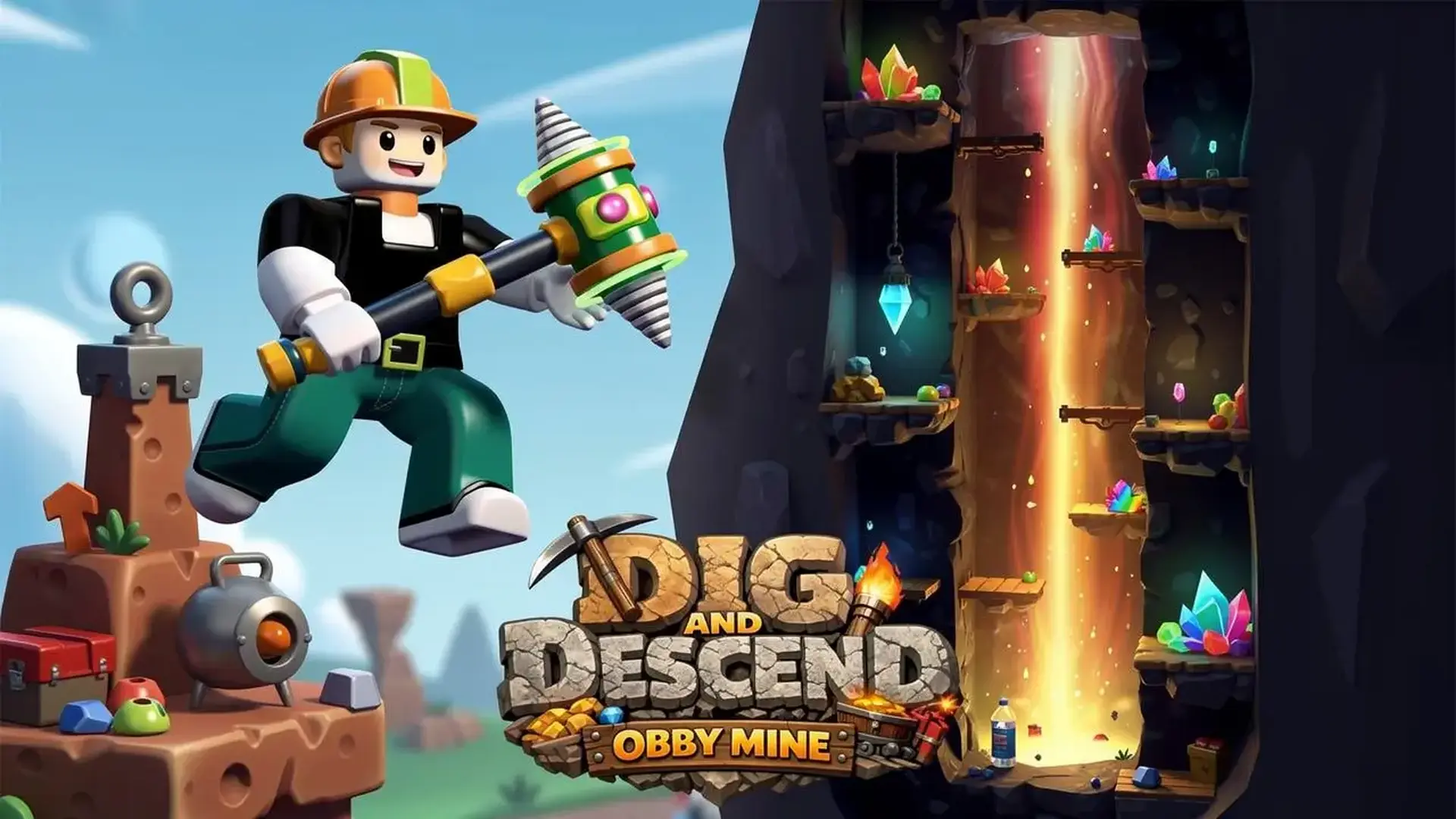 Dig and Descend: Obby Mine - jeu de Simulation minière immersive