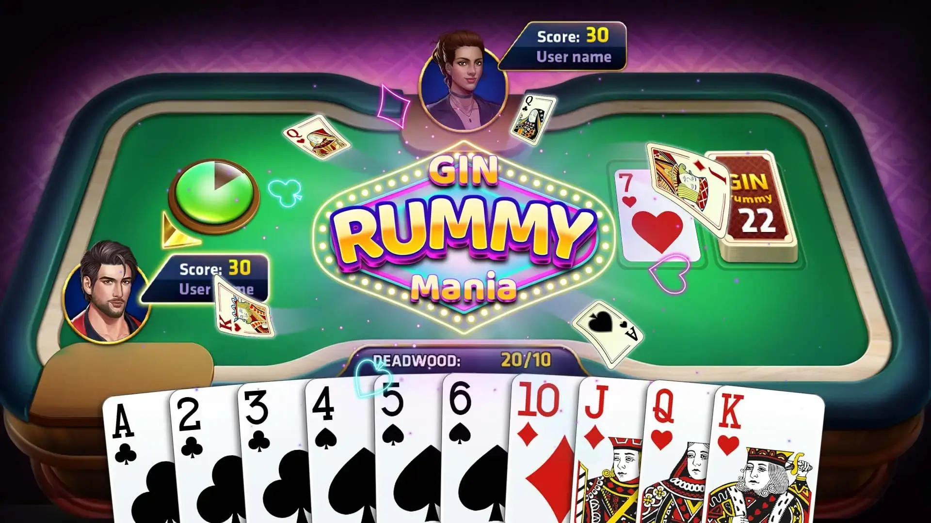 Gin Rummy Mania - cartas clásico juego
