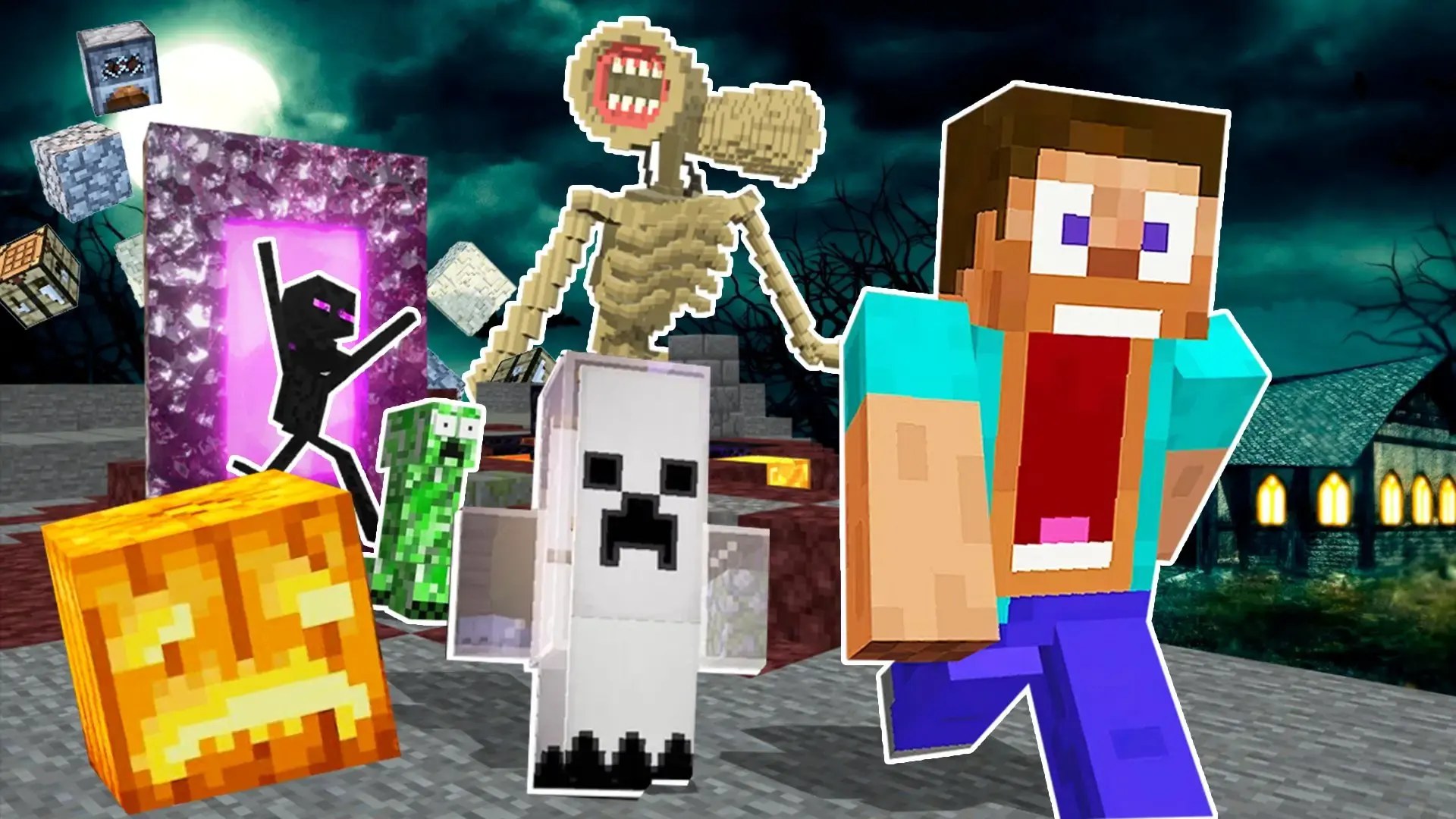 Monster School Herobrine Siren Head - Supervivencia zombie épica juego