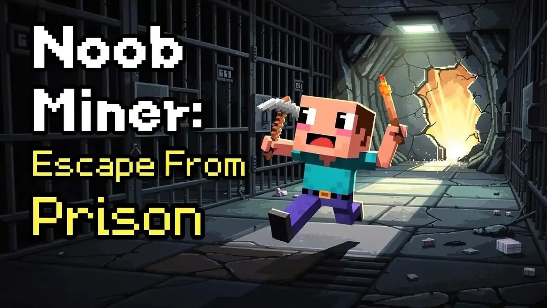 Noob Miner: Escape From Prison - 像素风挖矿生存模拟：通过资源采集与工具升级，策划你的终极越狱计划，探索隐藏的双重结局！ 游戏