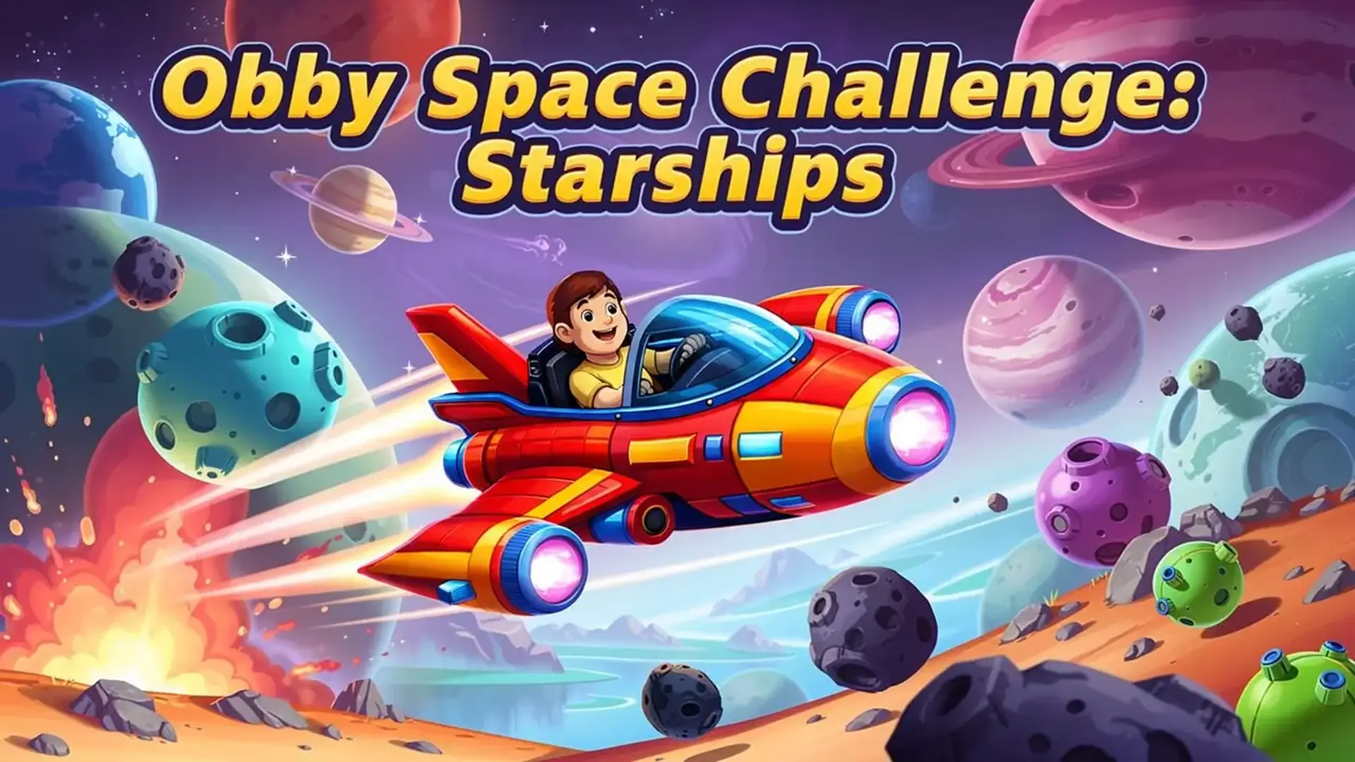 Obby Space Challenge: Starships - jeu de Parkour Vaisseaux Spatiaux