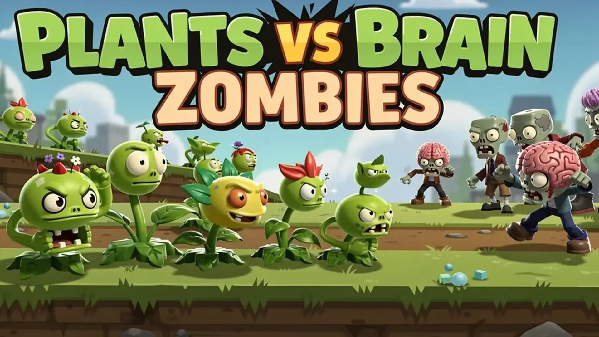 Plants vs Brain Zombies - 爆笑塔防策略：部署独特植物大军，抵御疯狂脑僵尸的入侵，保卫你的家园！ 游戏