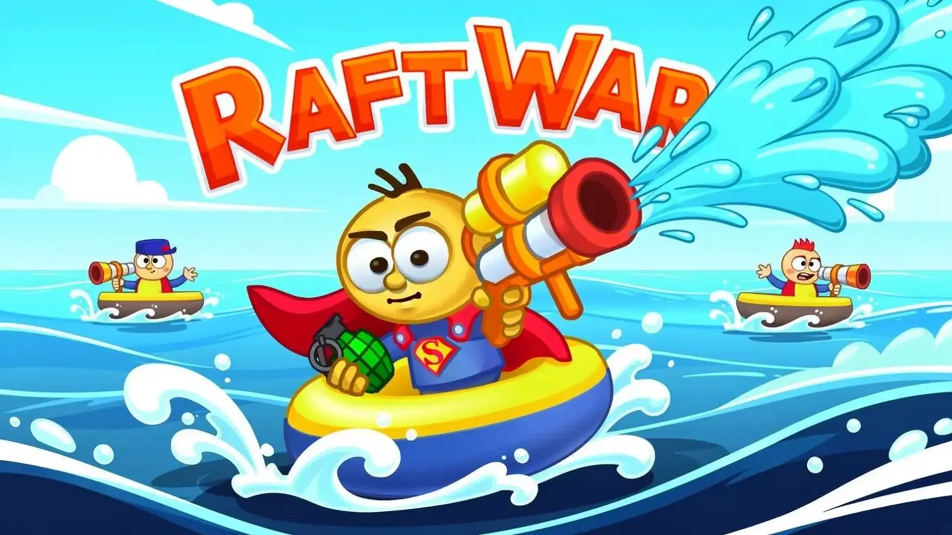 Raft Wars - 海上戦略シューティング：自作のイカダで宝を守り抜き、ヒーローと共に最強の拠点を築き上げろ！ ゲーム