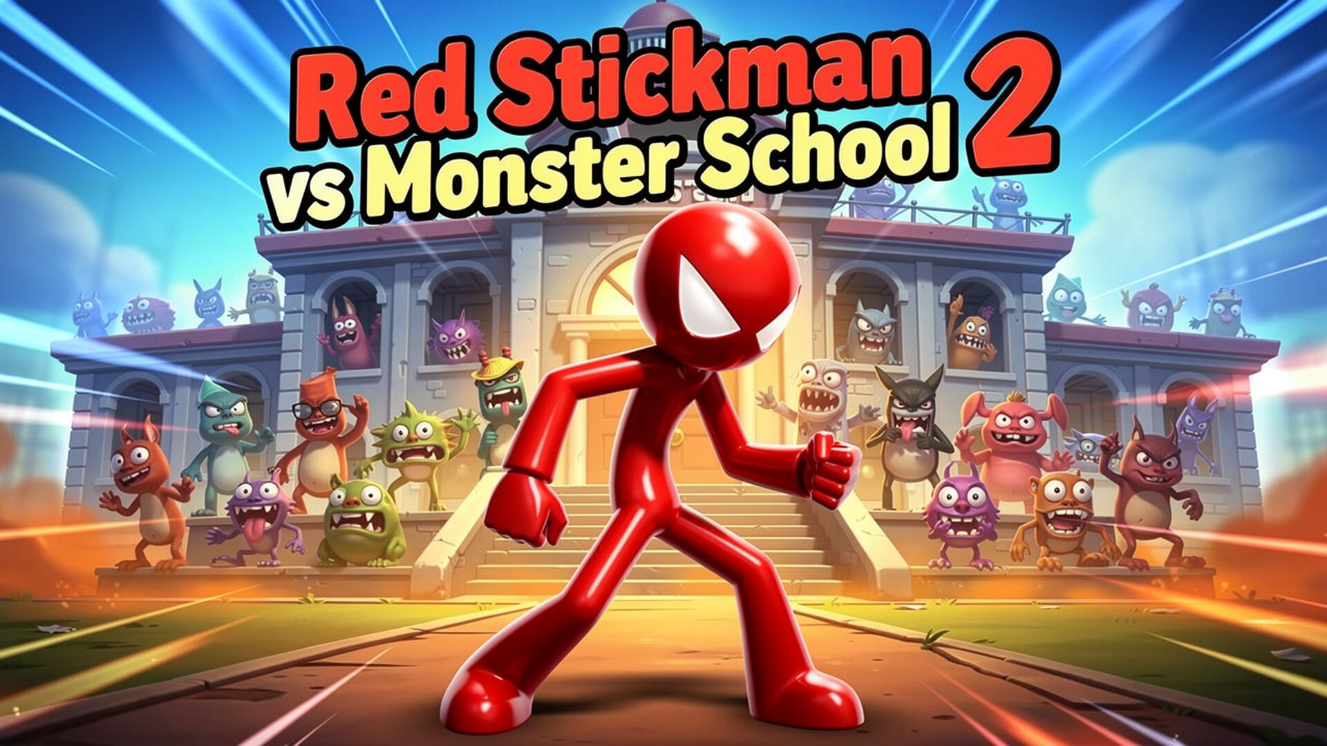 Red Stickman vs Monster School 2 - Aventura acción juego