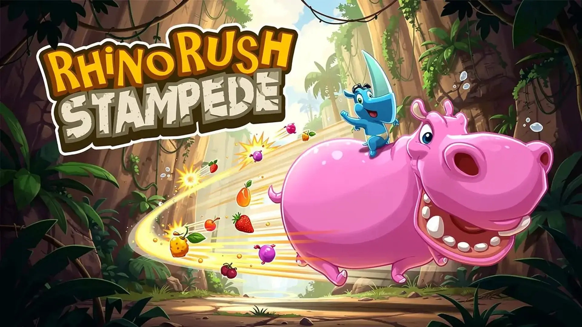 Rhino Rush Stampede - 极速丛林跑酷冒险：在疯狂冲刺中收集水果，拜访萨满商店，解锁神龙等强力坐骑！ 游戏